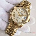 Fake Rolex Day-Date 40mm Gold Watch White Roman Dial